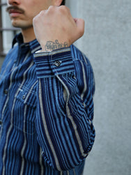 Sugar Cane Fiction Romace Work Shirt – Indigo Stripe (SC29592)