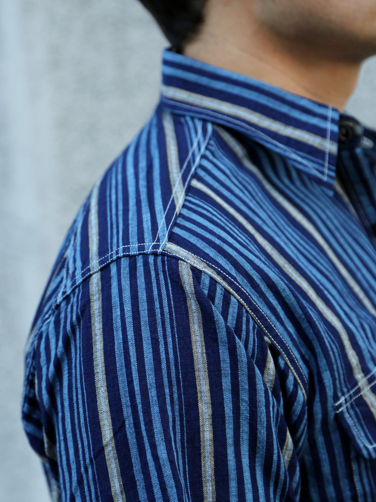 Sugar Cane Fiction Romace Work Shirt – Indigo Stripe (SC29592)