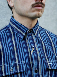 Sugar Cane Fiction Romace Work Shirt – Indigo Stripe (SC29592)