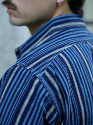 Sugar Cane Fiction Romace Work Shirt – Indigo Stripe (SC29592)