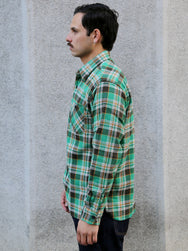 Sugar Cane Twill Check Work Shirt – Green (SC29564)
