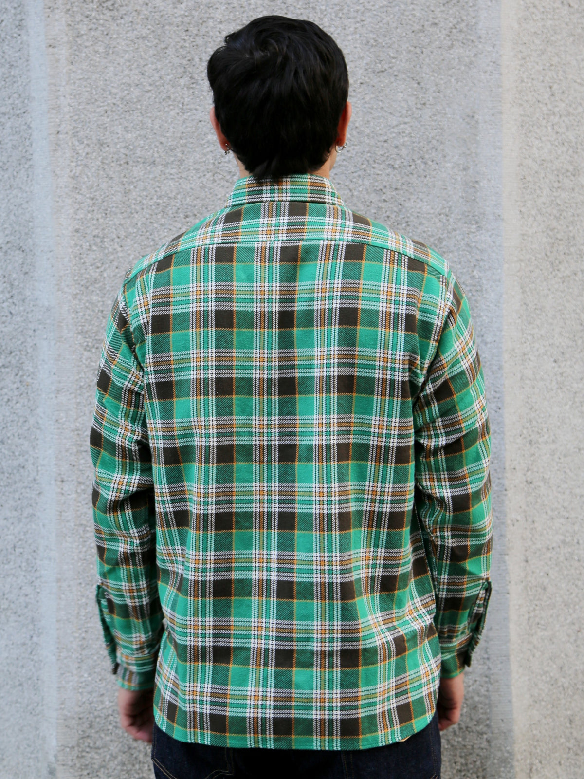 Sugar Cane Twill Check Work Shirt – Green (SC29564)
