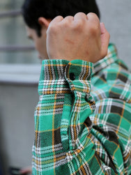 Sugar Cane Twill Check Work Shirt – Green (SC29564)