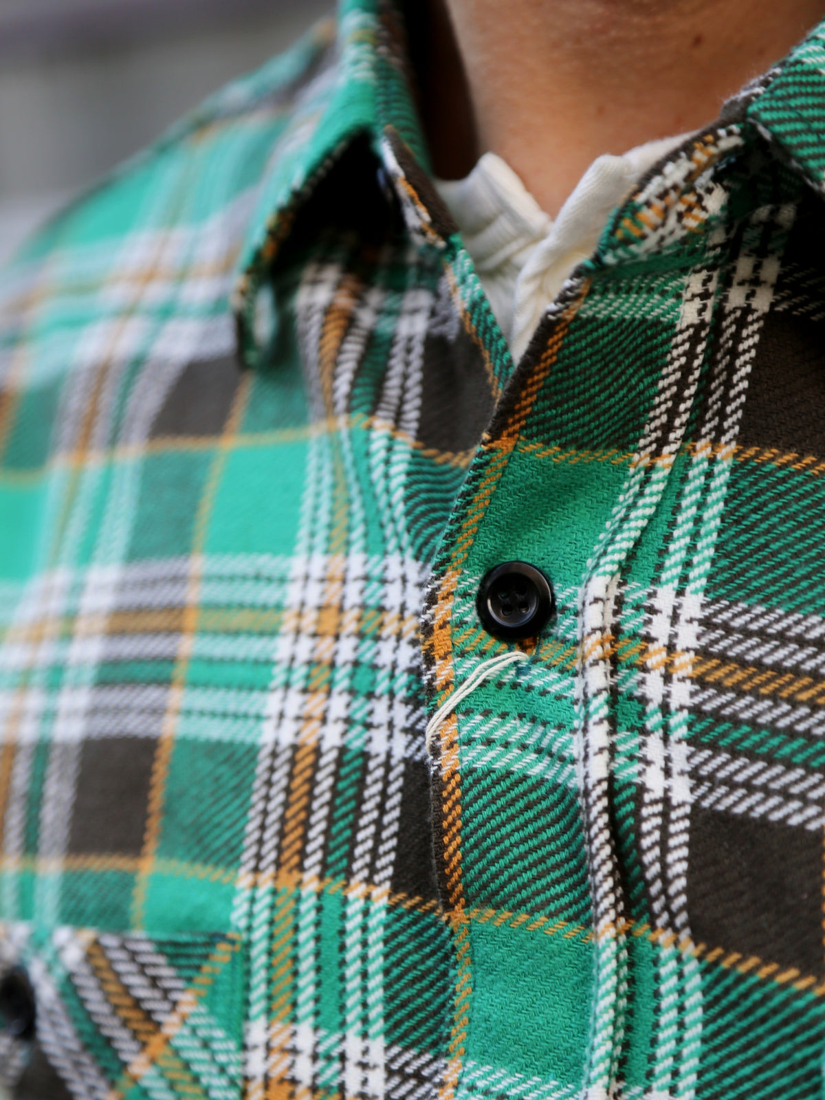 Sugar Cane Twill Check Work Shirt – Green (SC29564)