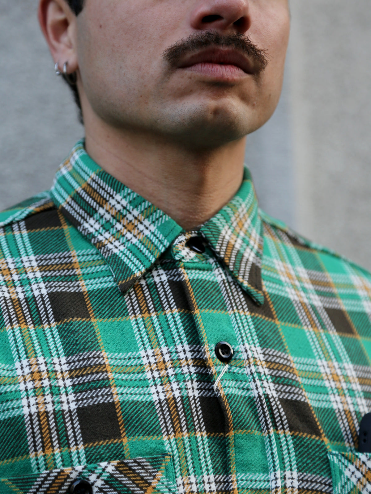 Sugar Cane Twill Check Work Shirt – Green (SC29564)