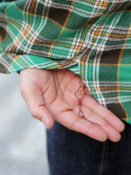 Sugar Cane Twill Check Work Shirt – Green (SC29564)