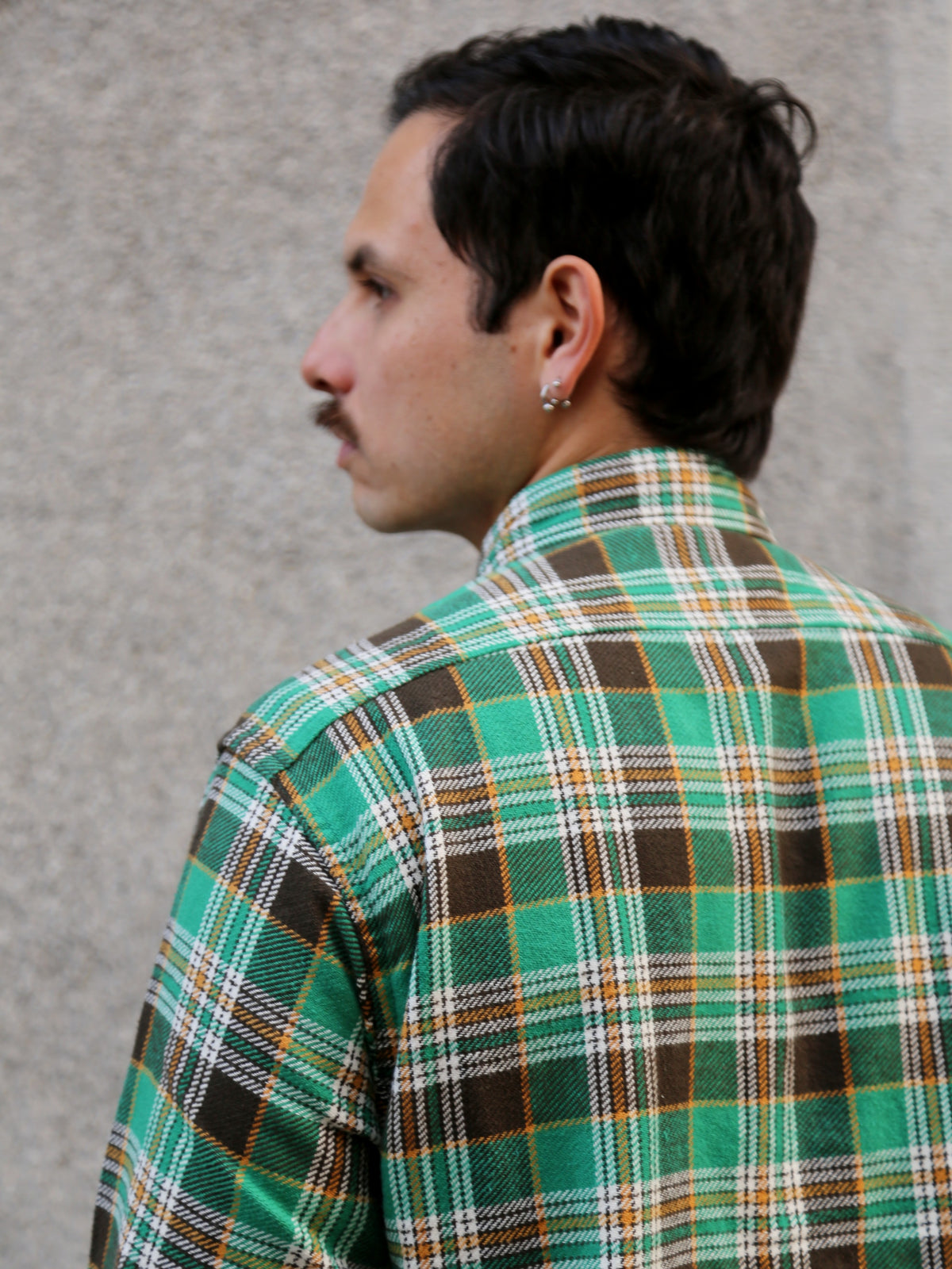 Sugar Cane Twill Check Work Shirt – Green (SC29564)