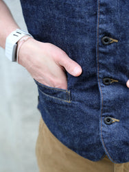 Black Sign 1920s 10.5oz Dockery Vest – Dark Indigo (BSSV-25201)