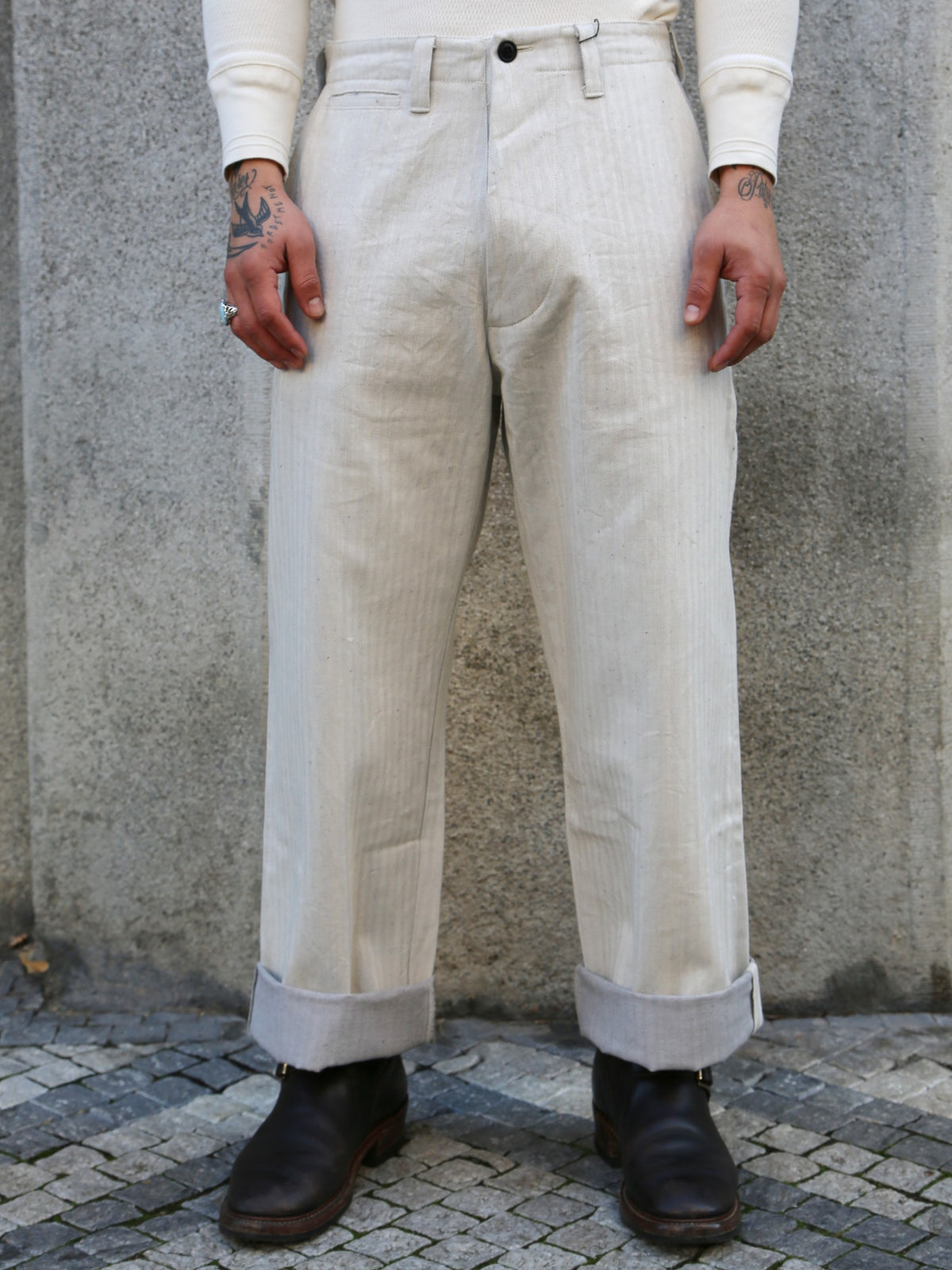 Samurai Jeans Work Pants – Oatmeal Herringbone (SWC600C-HBII)