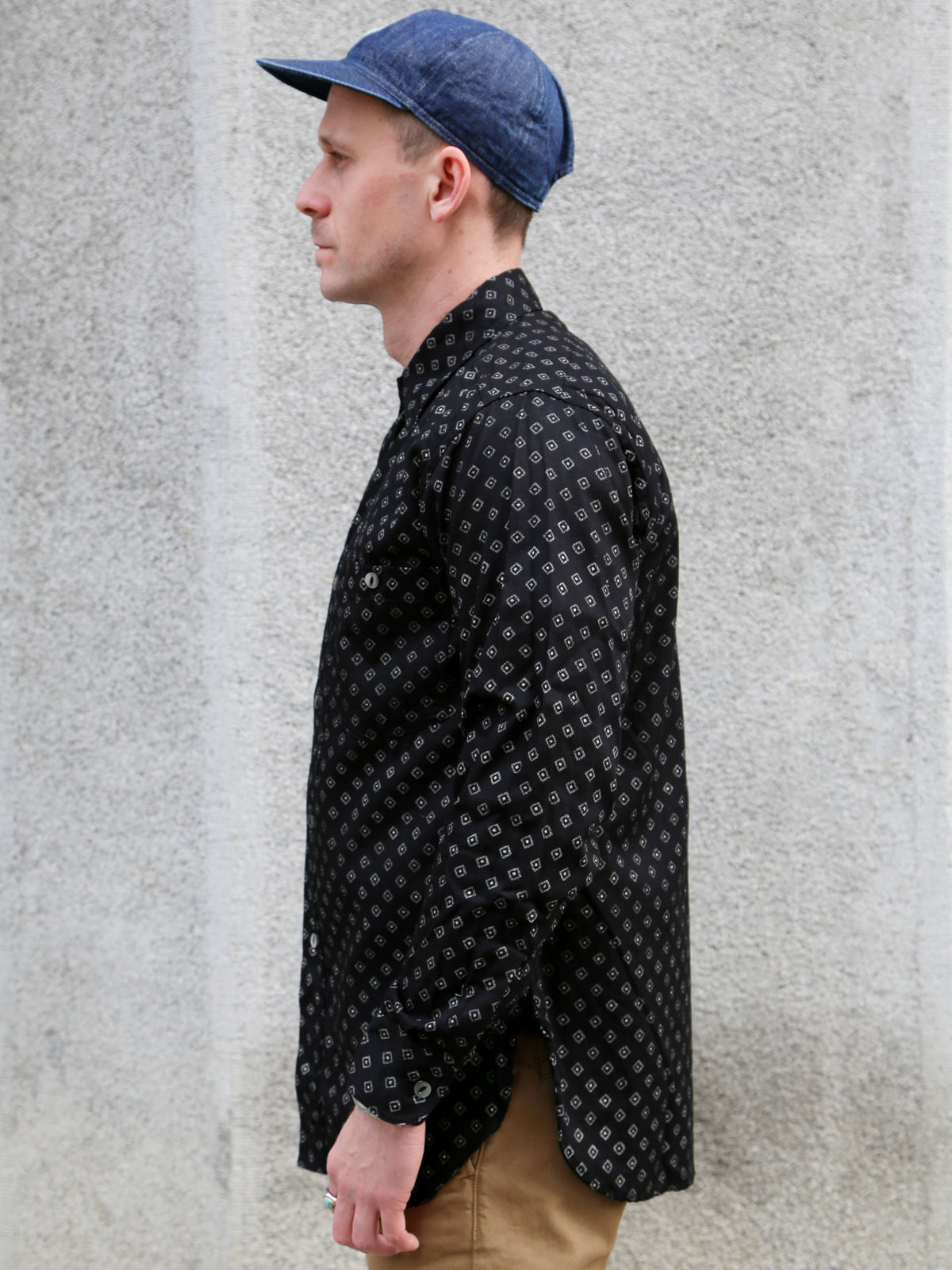 Black Sign Micro Herringbone Dobby Fine Pattern Open Pocket Work Shirt – Midnight Black (BSSL-25107)