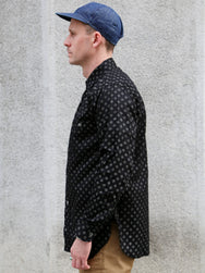 Black Sign Micro Herringbone Dobby Fine Pattern Open Pocket Work Shirt – Midnight Black (BSSL-25107)