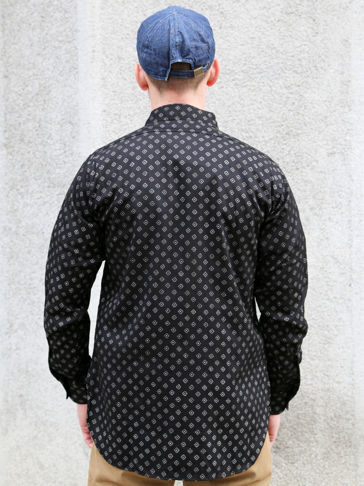 Black Sign Micro Herringbone Dobby Fine Pattern Open Pocket Work Shirt – Midnight Black (BSSL-25107)