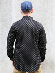 Black Sign Micro Herringbone Dobby Fine Pattern Open Pocket Work Shirt – Midnight Black (BSSL-25107)