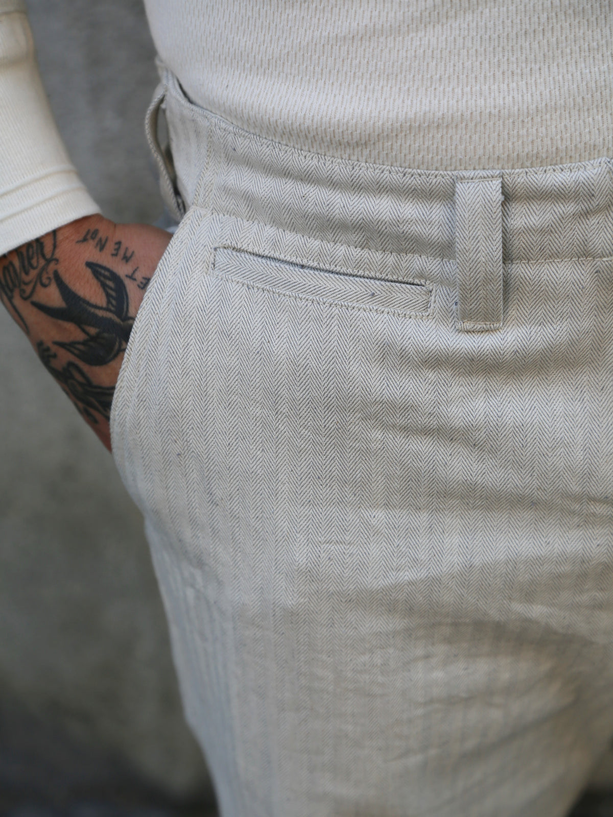 Samurai Jeans Work Pants – Oatmeal Herringbone (SWC600C-HBII)