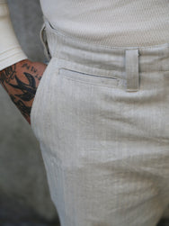 Samurai Jeans Work Pants – Oatmeal Herringbone (SWC600C-HBII)