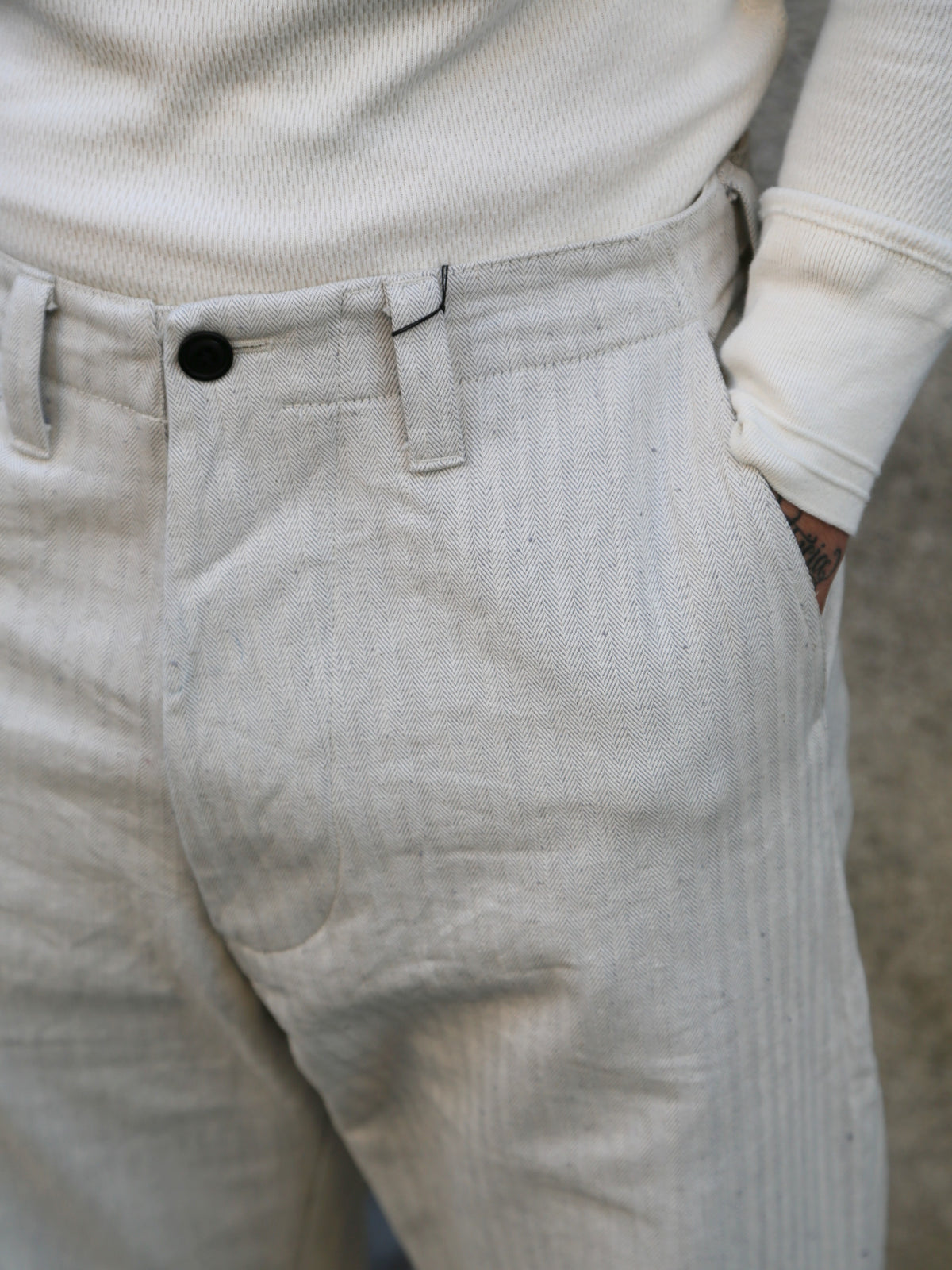 Samurai Jeans Work Pants – Oatmeal Herringbone (SWC600C-HBII)