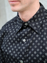 Black Sign Micro Herringbone Dobby Fine Pattern Open Pocket Work Shirt – Midnight Black (BSSL-25107)