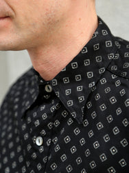 Black Sign Micro Herringbone Dobby Fine Pattern Open Pocket Work Shirt – Midnight Black (BSSL-25107)
