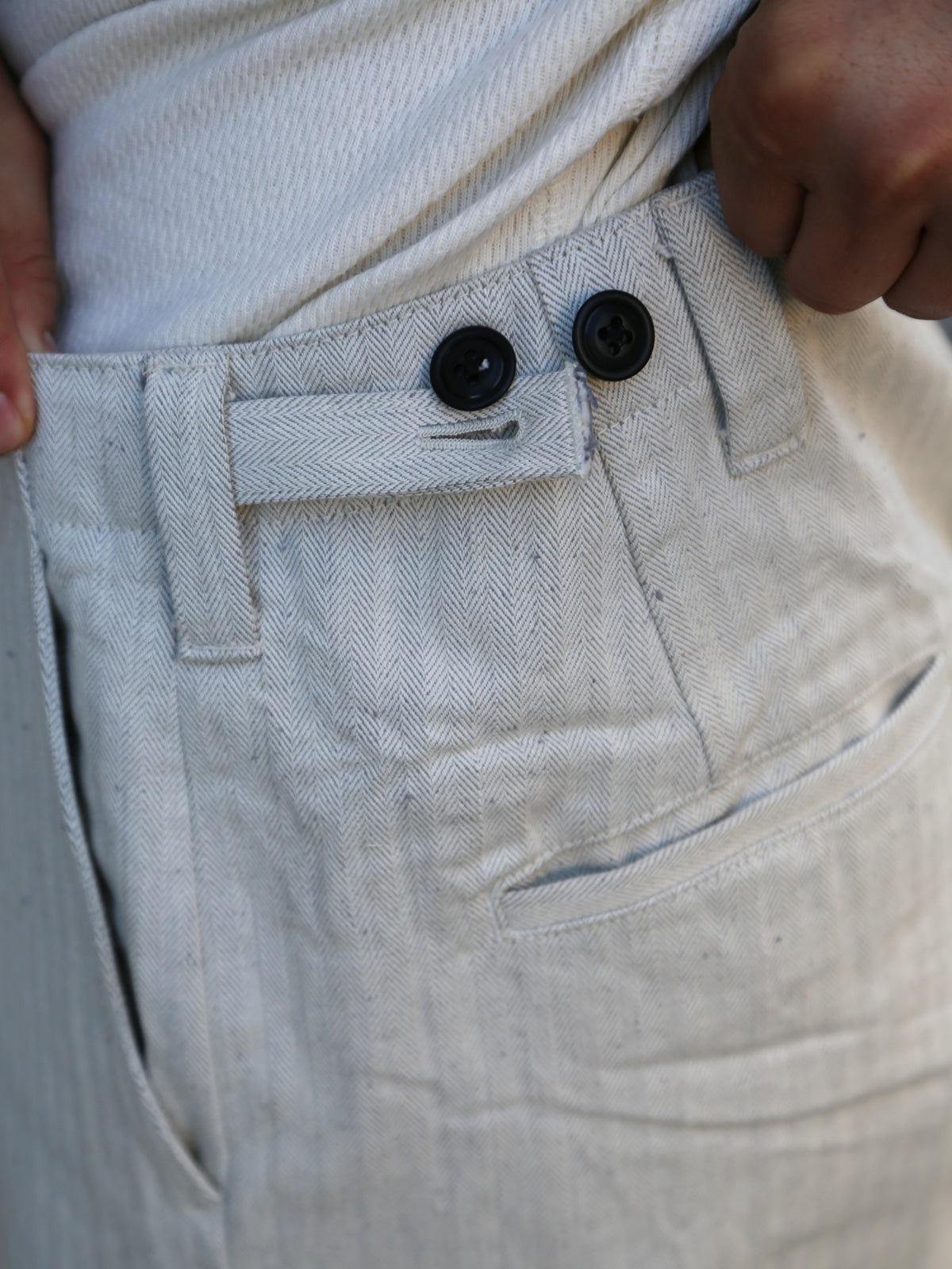 Samurai Jeans Work Pants – Oatmeal Herringbone (SWC600C-HBII)