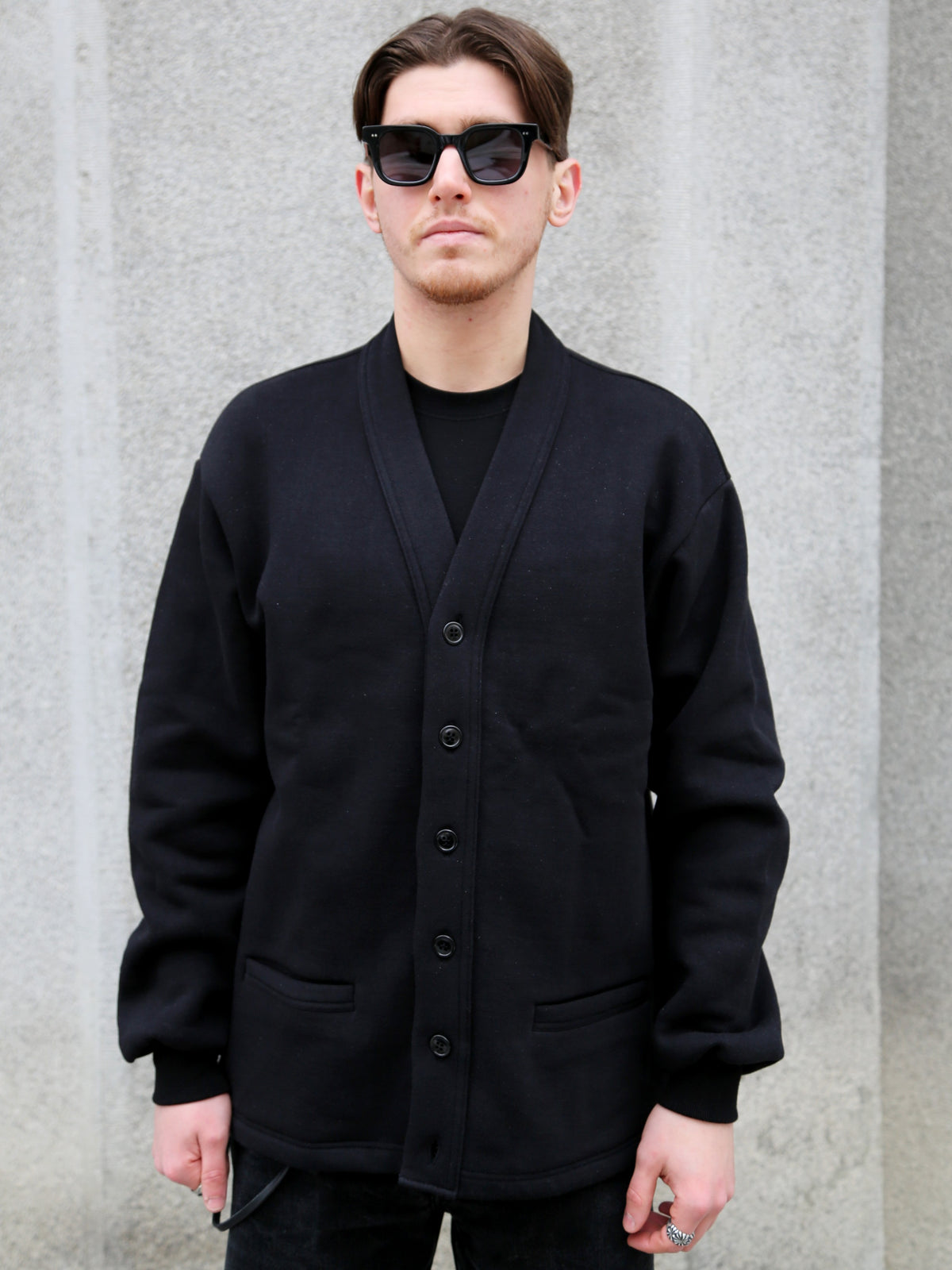 The Real McCOY's 10 oz. Loopwheel Sweatshirt Cardigan – Black (MC25115-030)