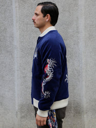 Samurai Jeans Velveteen "Sukajan" Souvenir Jacket – Indigo (SJSKJ25)