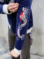Samurai Jeans Velveteen "Sukajan" Souvenir Jacket – Indigo (SJSKJ25)