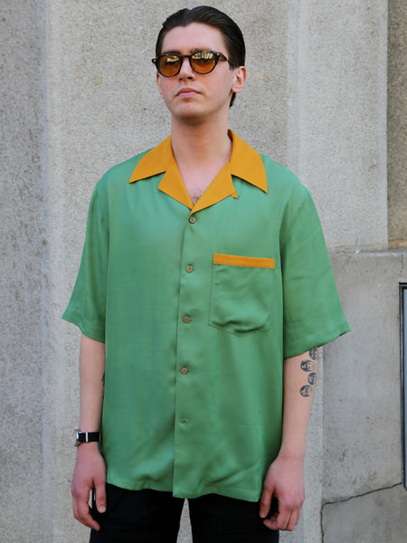 Fleurs de Bagne La Chemise Hawaine “Bowling Shirt” – Green/Mustard