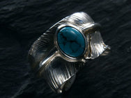 First Arrow's Feather Ring with Turquoise R-016