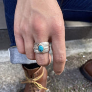 First Arrow's Feather Ring with Turquoise R-016