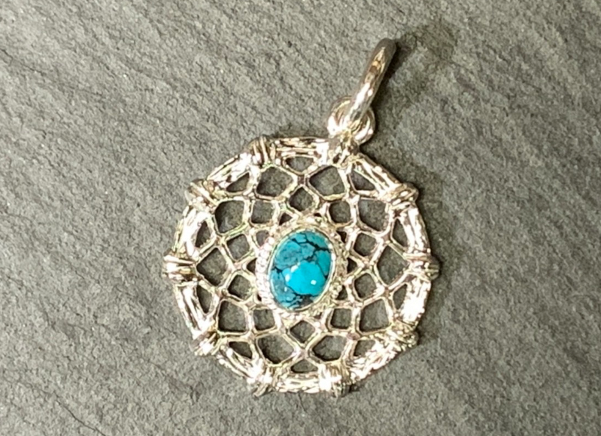 First Arrow's Dream Catcher pendant with Turquoise (M) P-724