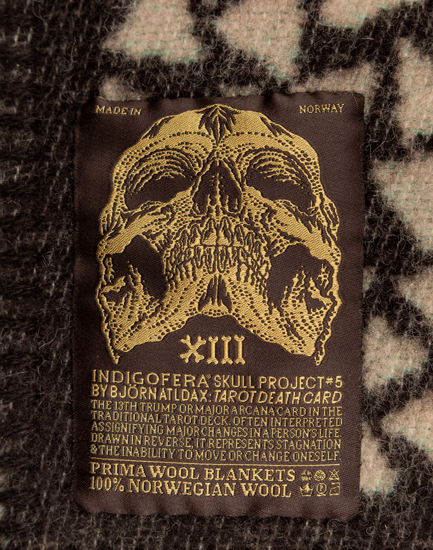 Indigofera x Björn Atldax Wool Blanket, Tarrot Death Card