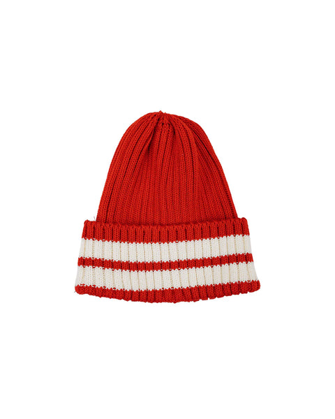 The Real McCoy's Striped Cotton Knit Cap – Red (MA26015 090)