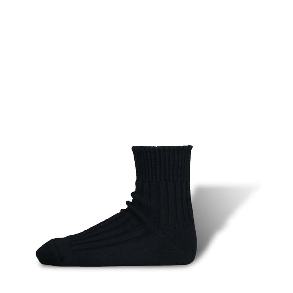 Decka Low Gauge Rib Socks Short Length / 1st Collection Black [de-26]