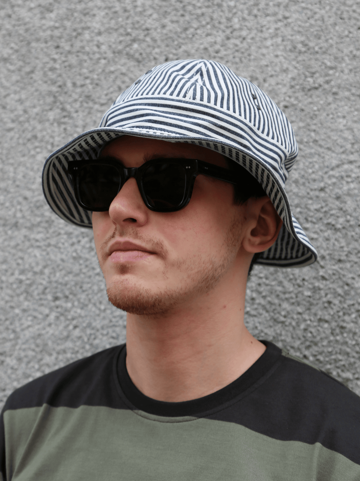 The Real McCoy's Striped Dungaree Daisy-Mae Hat – White/Navy (MA26009-314)