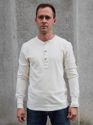 Homespun Knitwear Coalminer Henley Long Sleeve - Antler White
