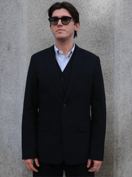 Hansen Garments CHARLIE Easy Two Button Classic Blazer – Wool Pin Black (32-65-2)