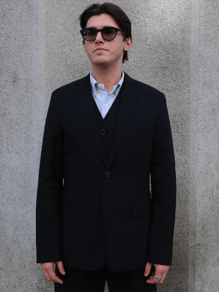 Hansen Garments CHARLIE Easy Two Button Classic Blazer – Wool Pin Black (32-65-2)