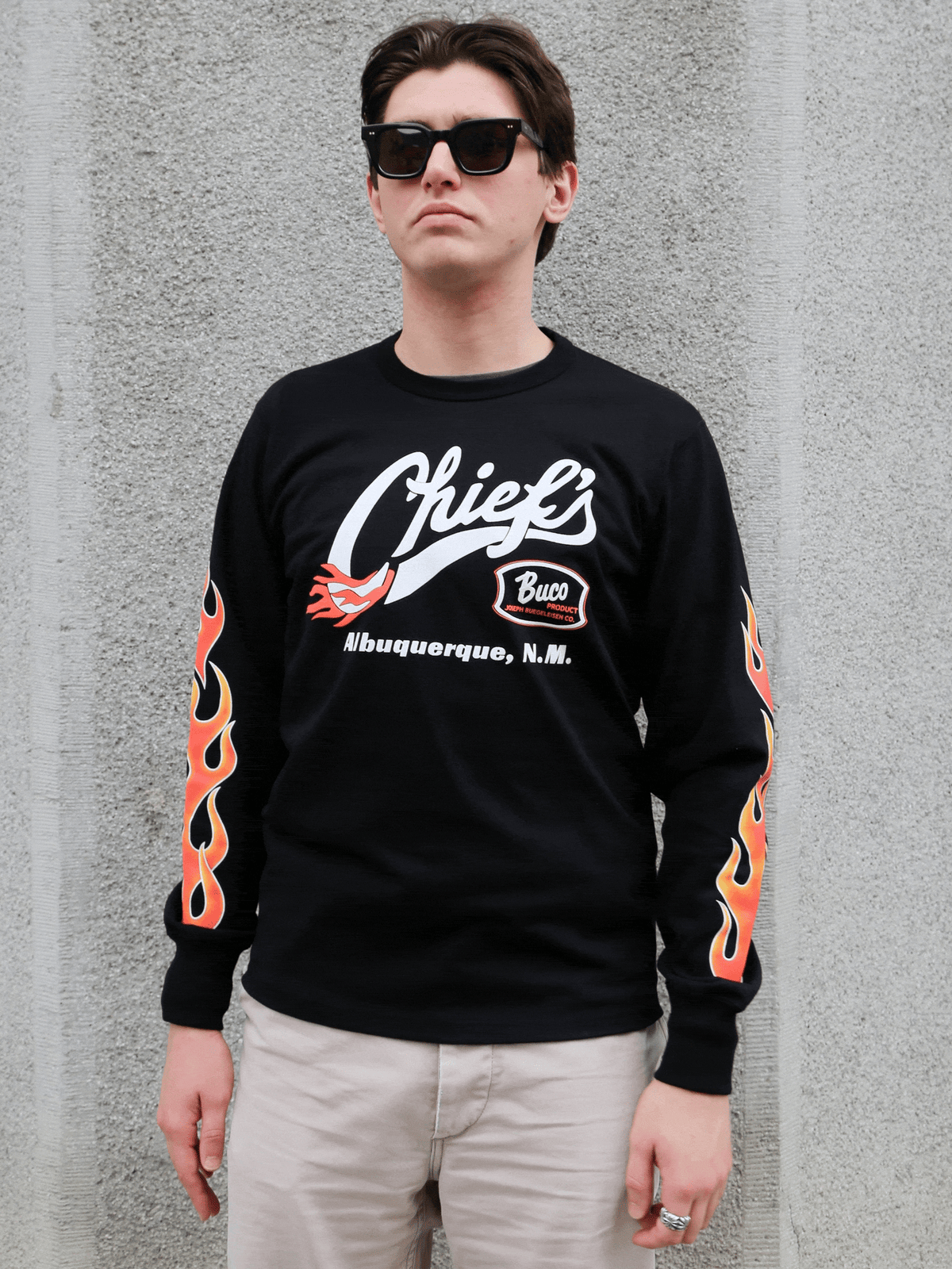 The Real McCoy's Buco LS Chief's Tee – Black/Red (BC26005-303)