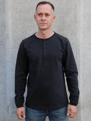 Nudie Jeans Long Sleeve Henley – Washed Antracite (131945)