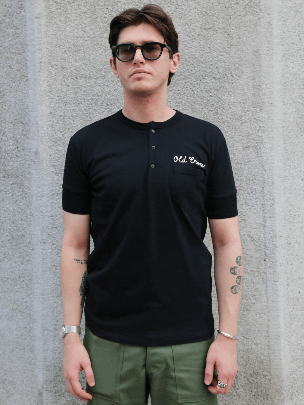 Gladhand MC Serviceman SS Henley Tee – Black (GSV6116)