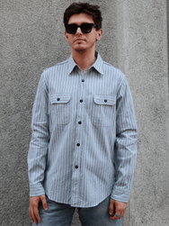 Sugar Cane Dobby Stripe Work Shirt – Blue (SC29146-125)