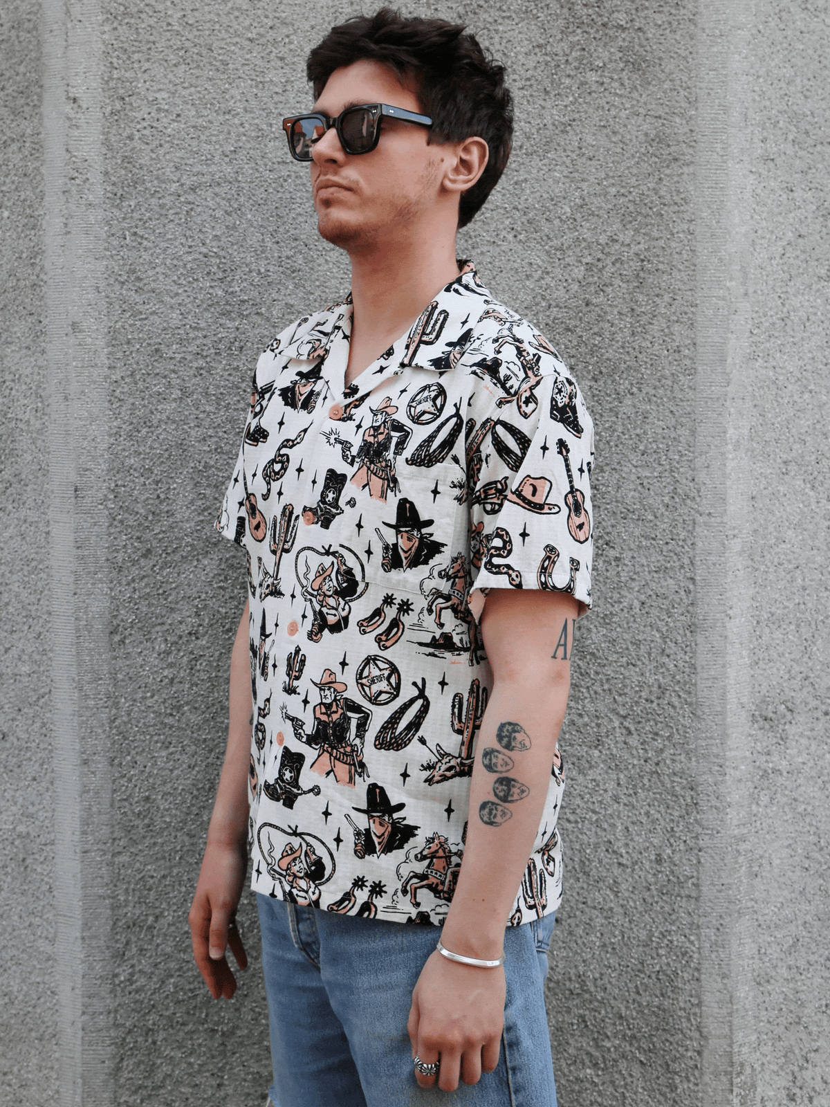 Sugar Cane Star of Holywood Dobby Cotton Open Shirt “The Westerner” – Pink (SH39706-162)