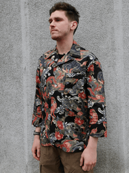 Black Sign “Japanese Lion and Peony” Night Shirt – Midnight Black (BSSL-26108)