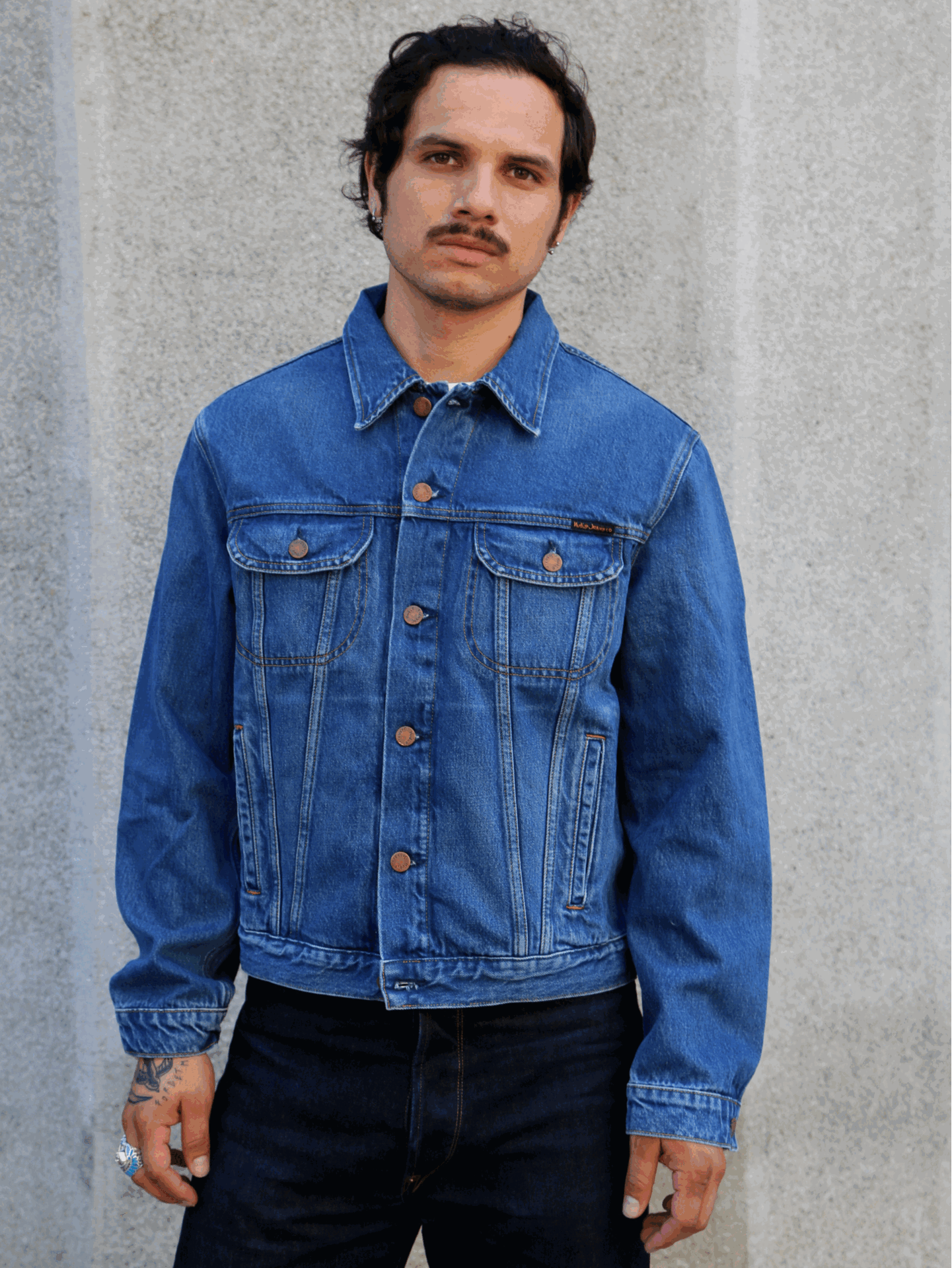 Nudie Jeans Danny Greasy Denim Jacket – Mid Blue (160865 Nudie Jeans Danny Greasy Denim Jacket – Mid Blue (160865