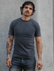 Utilitees 5.5oz Loopwheel Crew Neck T-Shirt – Pigment Dyed Charcoal (UTIL-CHA)