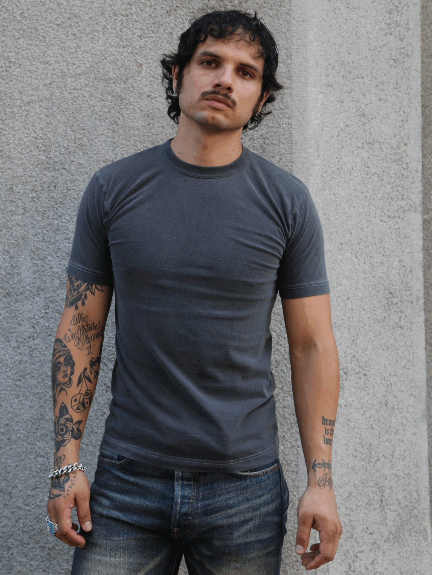 Utilitees 5.5oz Loopwheel Crew Neck T-Shirt – Pigment Dyed Charcoal (UTIL-CHA)