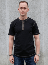 Buzz Ricksons Slub Yarn Henley Neck T-Shirt – Black (BR79192)