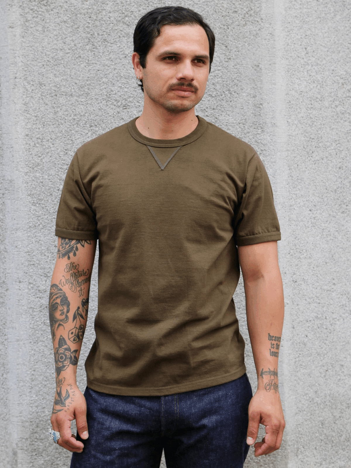 The Real McCoy's Gusset Tee – Olive (MC23020-150)