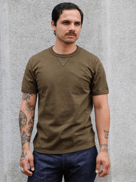 The Real McCoy's Gusset Tee – Olive (MC23020-150)