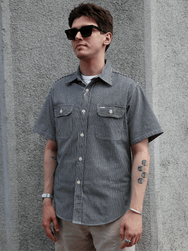 Sugar Cane Hickory Stripe SS Work Shirt – Black (SC37944-119)